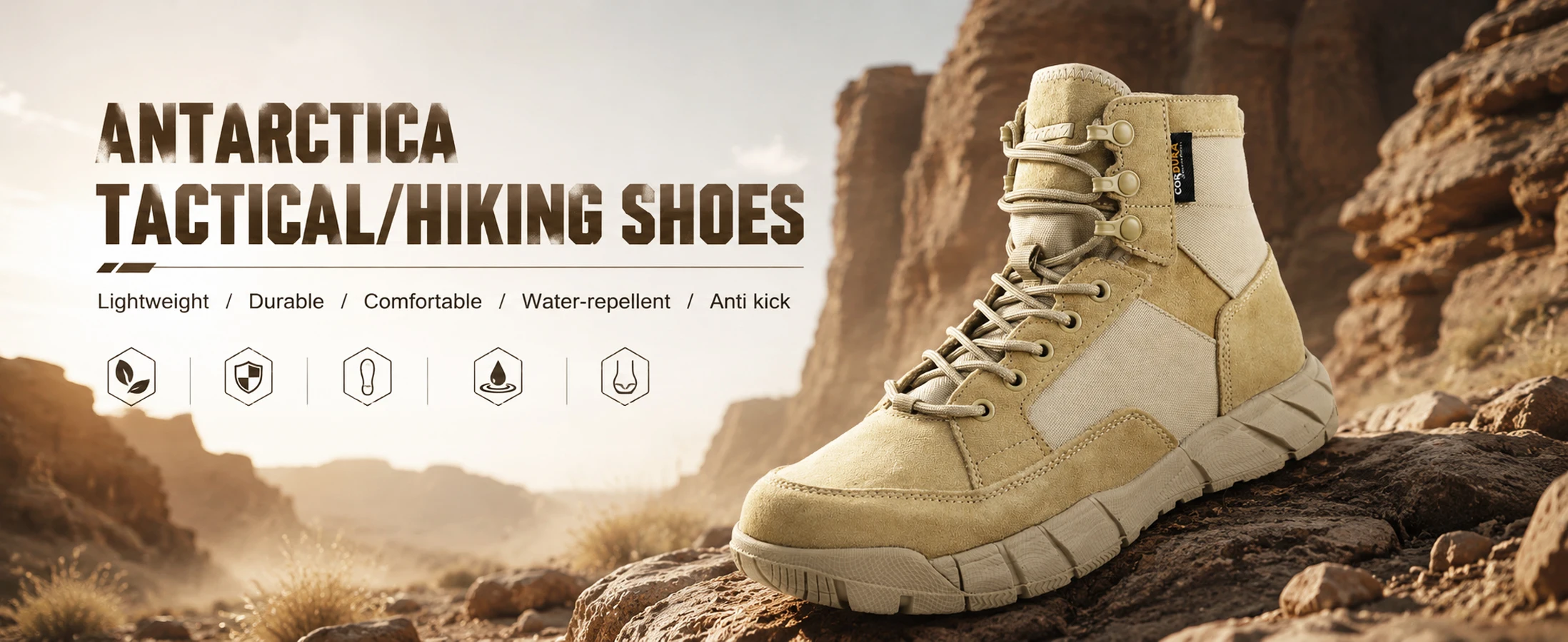 ANTARCTICA Leichte, taktische Militärstiefel für Herren zum Wandern, Arbeitsstiefel, Kampfstiefel, Anti-Kollisions-Trainingsstiefel, zum Schnüren, wasserdicht, für den Außenbereich – Detail 1