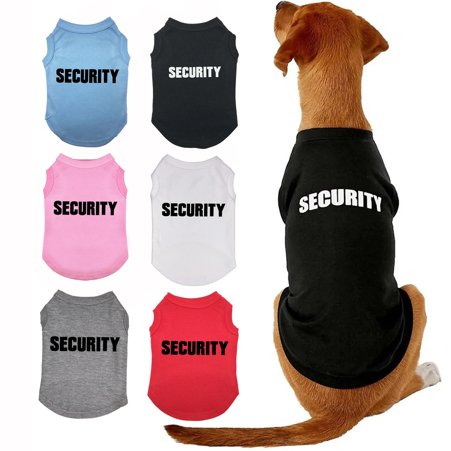 Dog Security Shirt Pet Puppy Guard Costume Cotton T-Shirt Summer Dog Clothes for Large Medium and Small Dogs German Shepherd