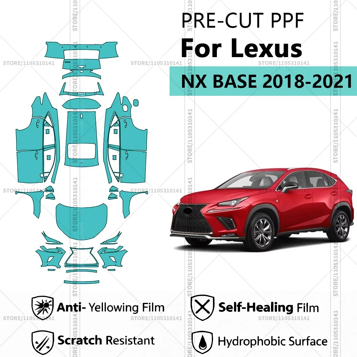 For Lexus NX BASE 2018-2021 Pre-Cut Paint Protection Film PPF Transparent Car Film Professional Automotive PPF Full Vehicle