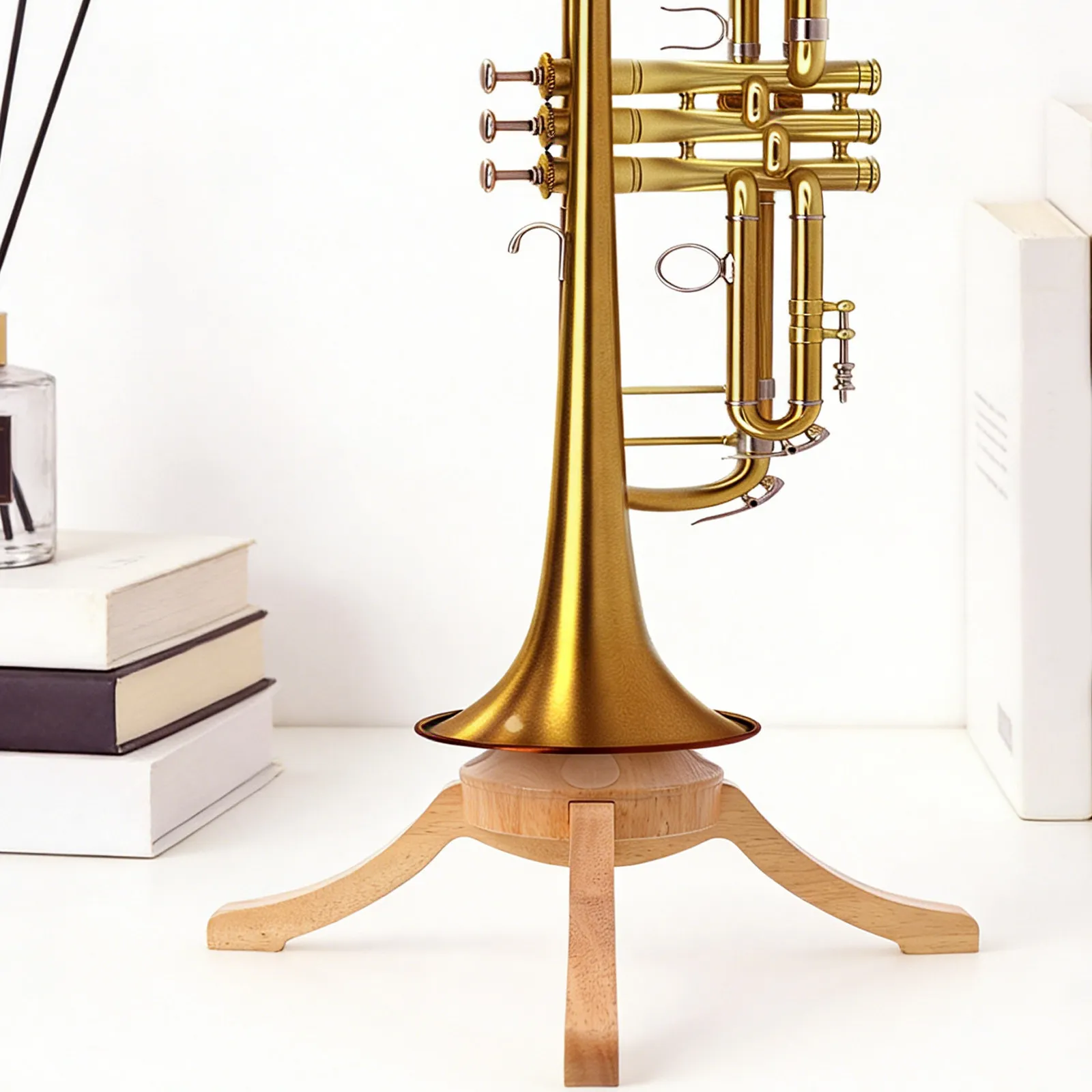Wooden Trumpet Stand Detachable -Leg Nonslip Cornet Stand Music Room Practice Display Music Studio Instrument Holder image 4