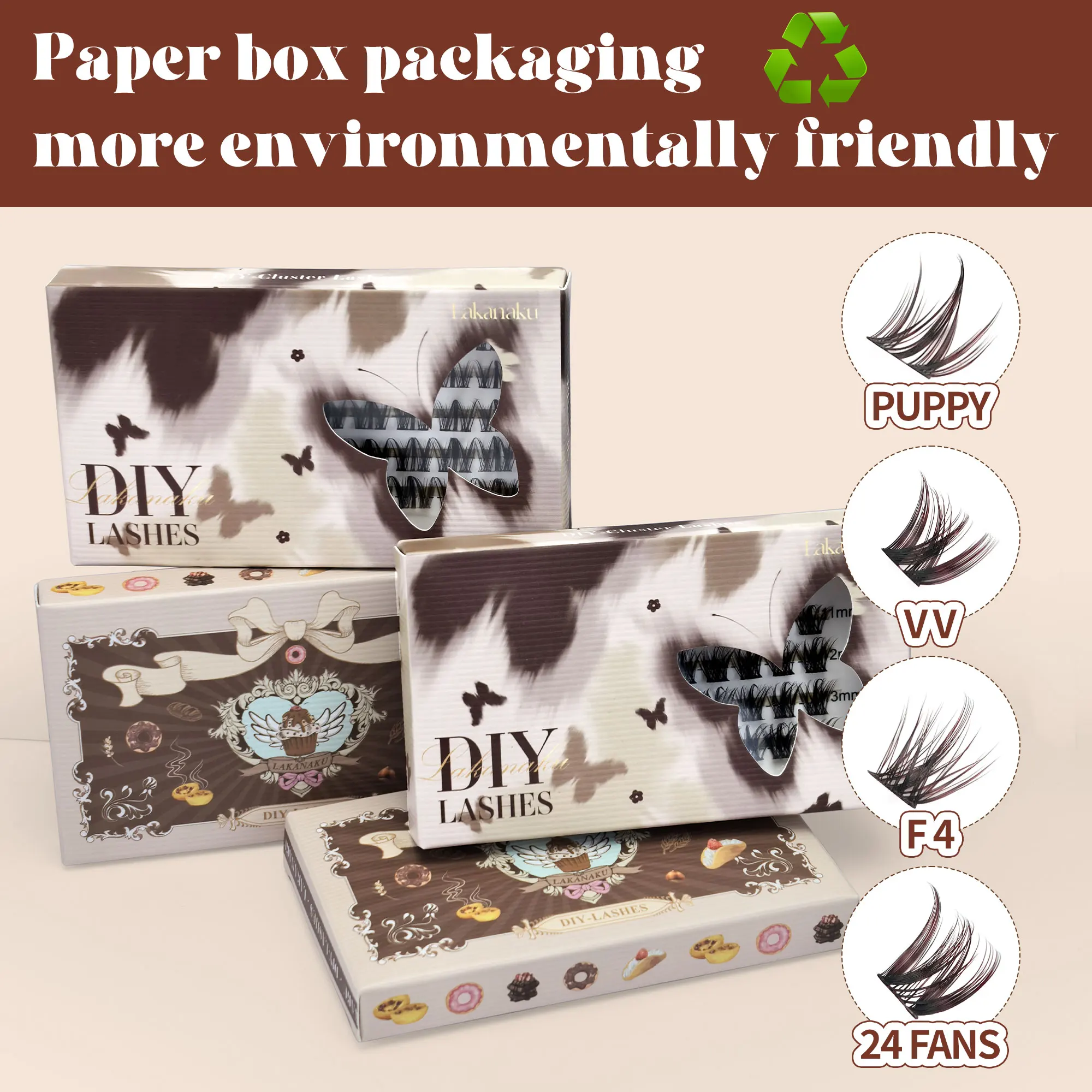 

LAKANAKU Brown Cluster DIY Lashes Natural Soft Cashmere Brown Eyelashes Extension DIY False Lashes Save Time For Beginner Makeup