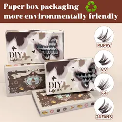 LAKANAKU Brown Cluster DIY Lashes Natural Soft Cashmere Brown Eyelashes Extension DIY False Lashes Save Time For Beginner Makeup