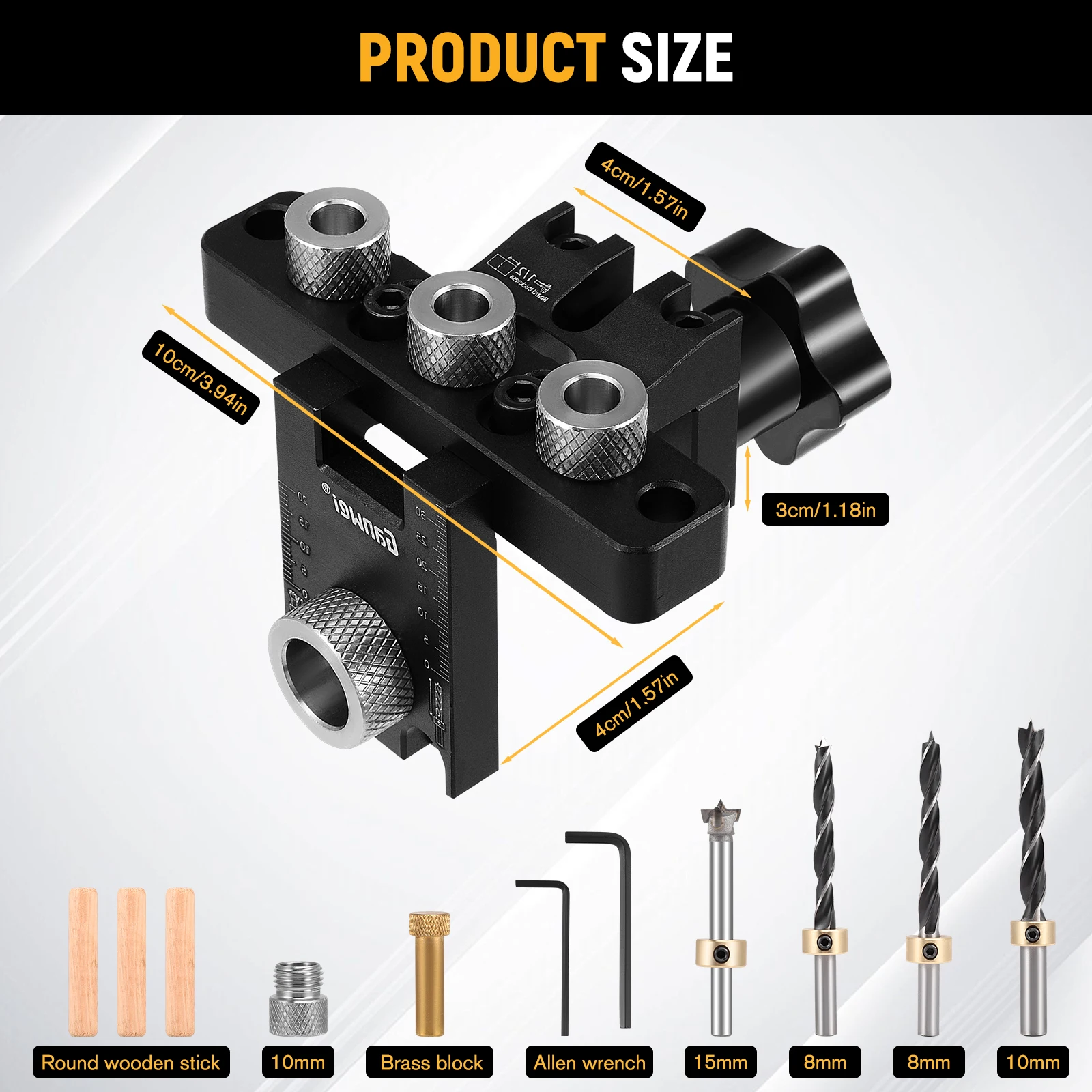 3 in 1 Wood Doweling Jig Pocket Hole Drilling Locator Jig Kit With 6/8/10mm Drill bit Vertical Drill Guide Hole Puncher Tools