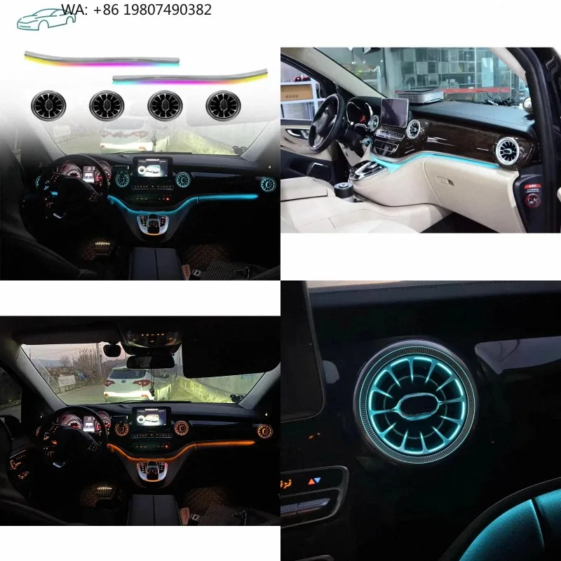 W447 V Class Symphony Air Vent Light Kit, 64 Color Dynamic LED Interior Ambient Lamp V260 MPV Full Car Atmosphere Refit Parts