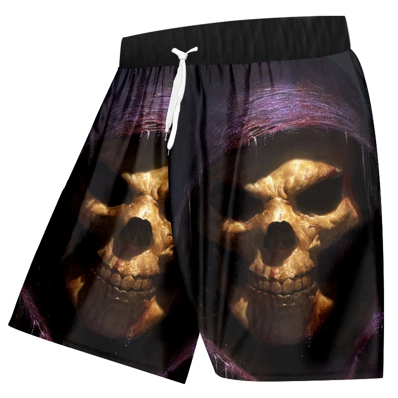 Herren-Badehose mit 3D-Totenkopf-Print, Strandshorts, schnell trocknende Outdoor-Freizeit-Sportshorts, Badebekleidung, modische Herrenshorts – Detail 6