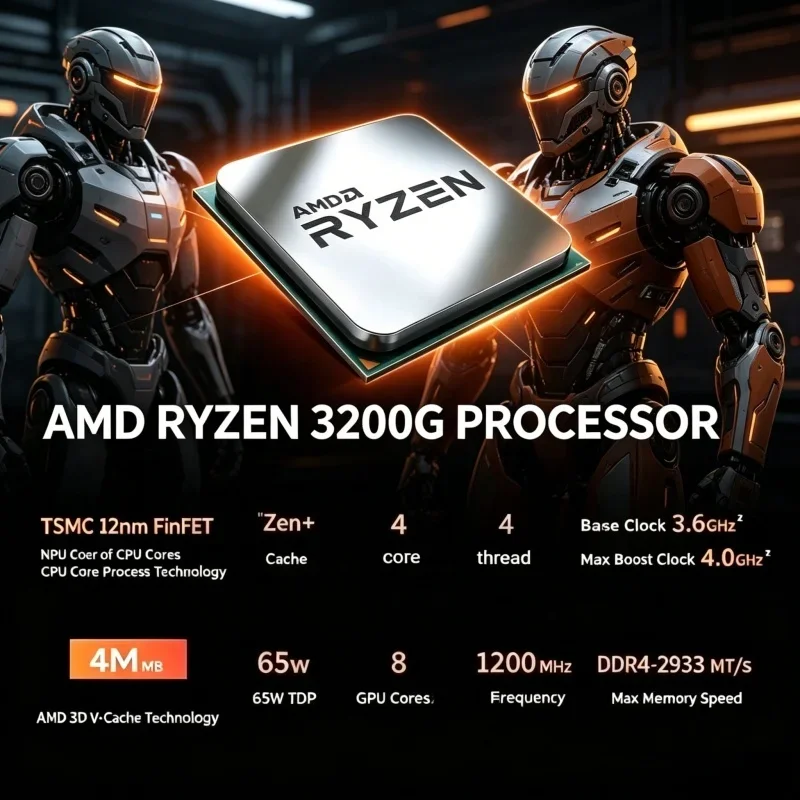 

AMD Snappy Ryzen 3 2200G CPU, 4-Core 4-Thread, 3.5GHz, Zen Architecture, 14nm, YD2200C5M4MFB, AM4 Socket, No Cooler