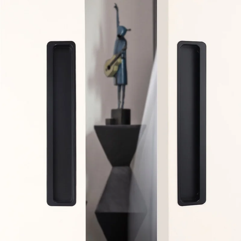 Cream Style Invisible Slotted Handle-Soft-Touch PET Coating Aluminum Recessed Finger Pulls for Sliding Wardrobe Kitchen Cabinets