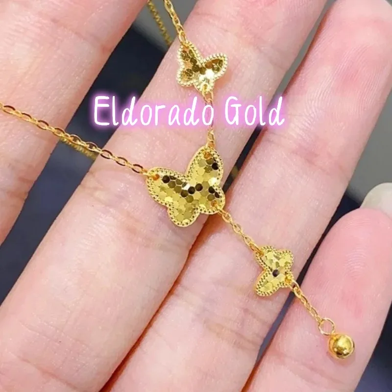 

Eldorado Gold Eldorado 2025 202518K AU750 Genuine Golden Dragon Scale Butterfly Tassel Necklace, Women's High-end Collarbone C
