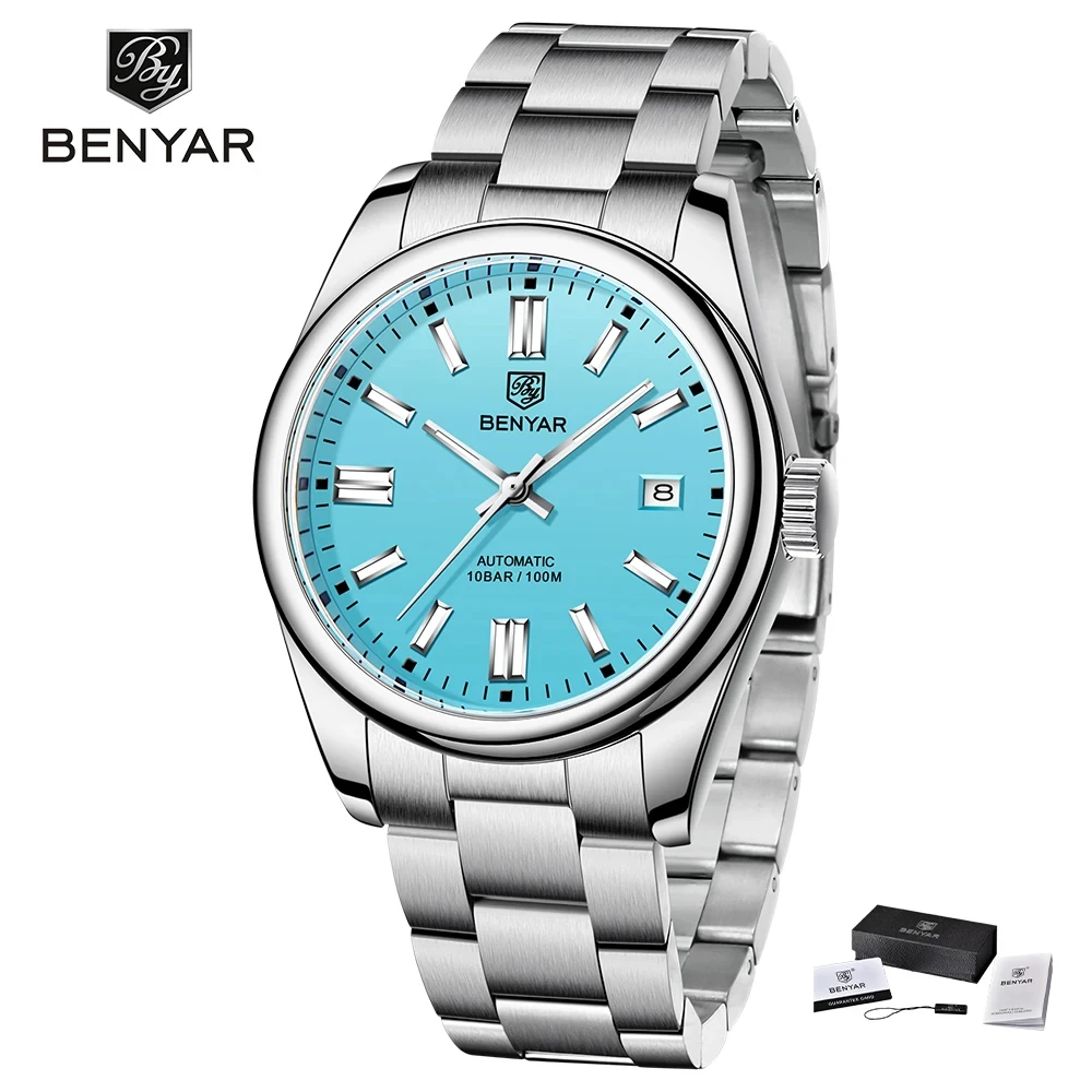 

BENYAR BY5185 Luxury Men Automatic Mechanical Wristwatches 100M Waterproof Clock Stainless Steel Sports Diving Watch For Men