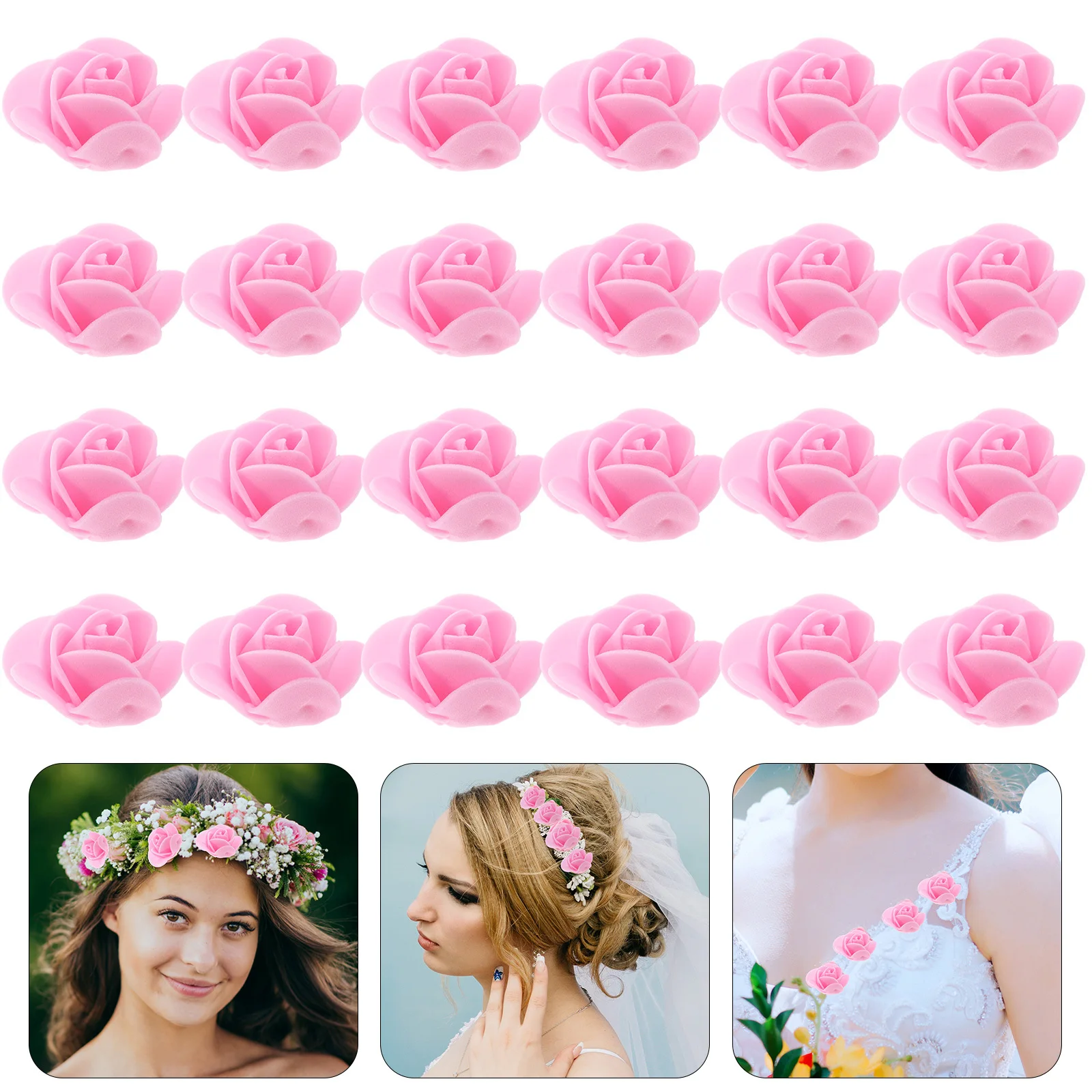 

50Pcs Mini Foams Rose Head Realistic Fake Flowers for Wedding Bouquets Craft Making Mini Fake Rose Faux Flower Head