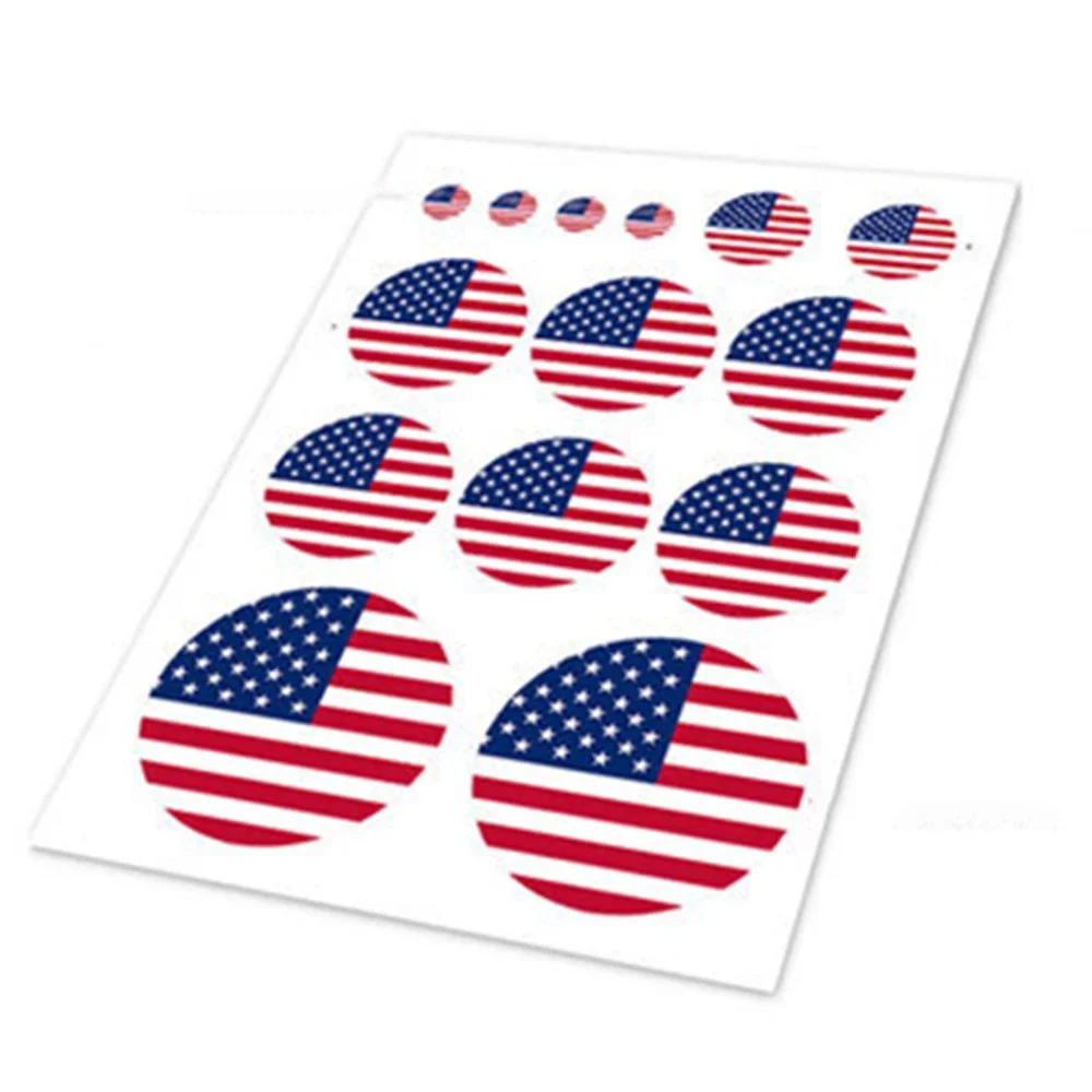 Square American Flag Custom Round Stickers for Car Side Doors, Window Trim decal Vinyl Label Style Covered Round car USA