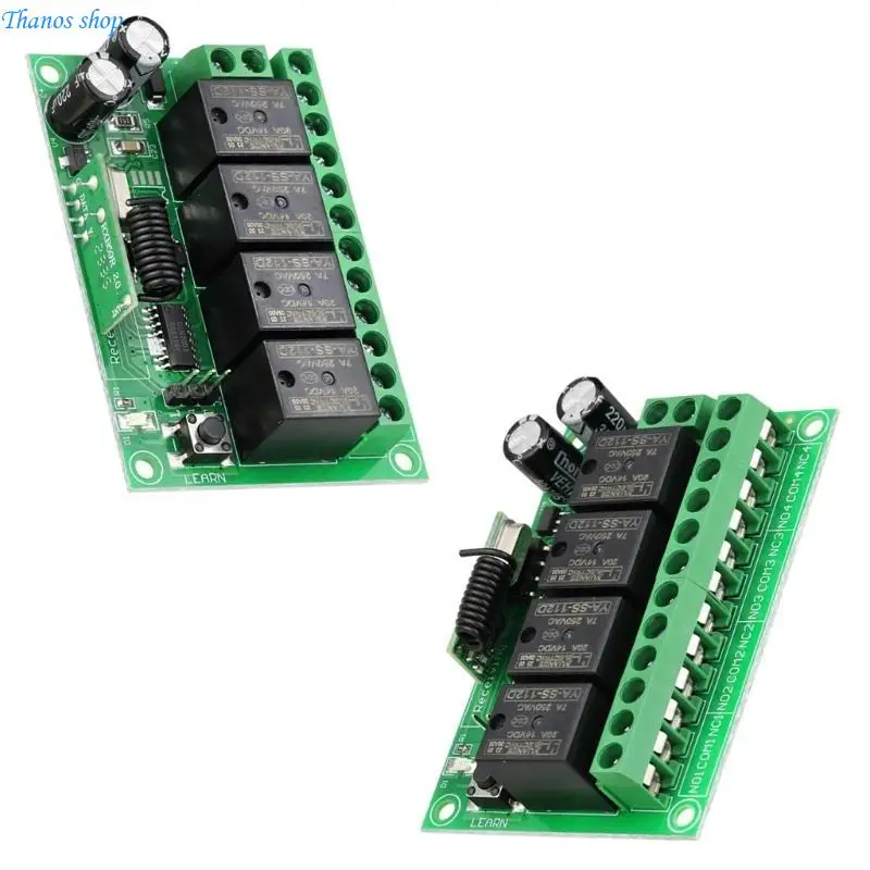 433MHz DC12V Receiver & Transmitter 4-Way Long Distanced Wireless Remote Control Switches Set for Light Electric Curtain X37A