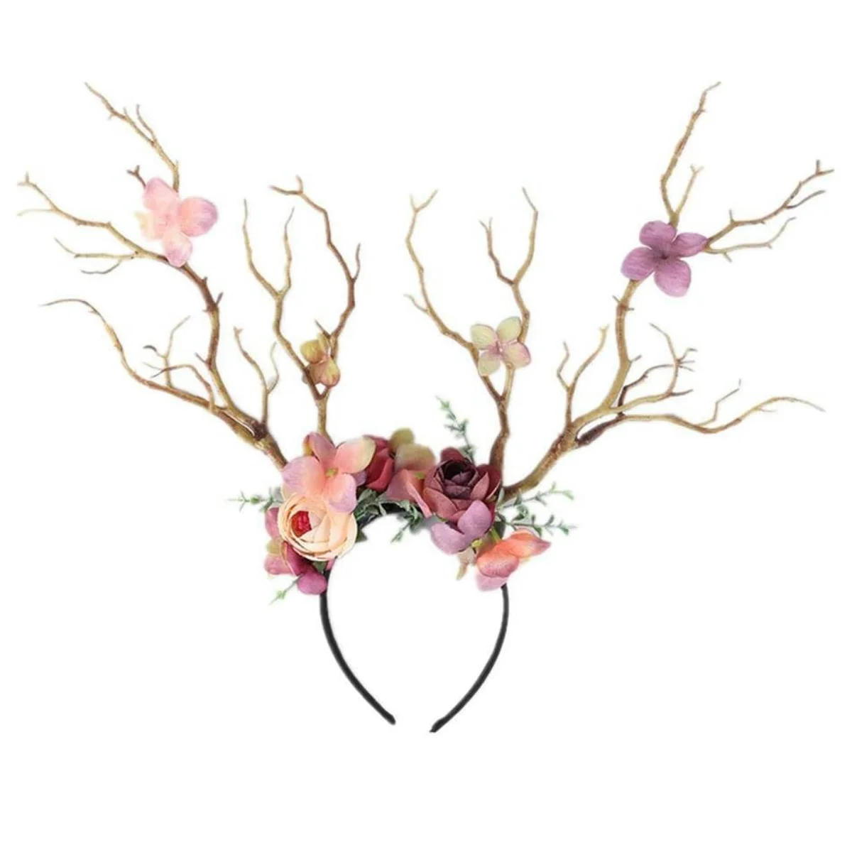 

Deer Antler Flower Crown Headbands ,Halloween Chritmas Flower Branches Headpieces Hair Band,Photo Shoot Forest Goddess Headdress