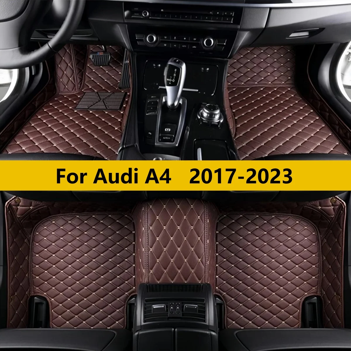 

Автомобильные коврики из кожи для Audi A4 2017-2023 годов выпуска, всепогодные, водонепроницаемые.