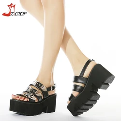 Platform Sandals for Women Chunky High Heel Gladiator Sandals Summer Open Toe Buckle Strap Punk Goth Shoes Large Size 42 43