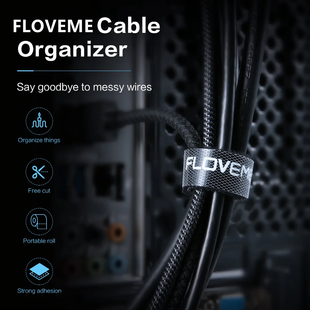 FLOVEME ケーブルオーガナイザーワイヤーワインダーホルダーイヤホンケーブルマウスコードクリッププロテクター USB ケーブル管理 Iphone マイクロ Usb タイプ C