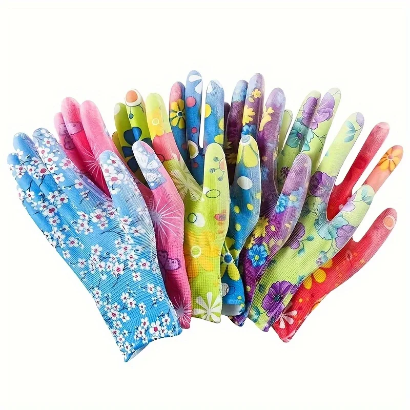 4/6/9Pairs Women Nylon Gloves Breathable All Season Multi Purpose Printed Gloves One Size Fits All Random Color