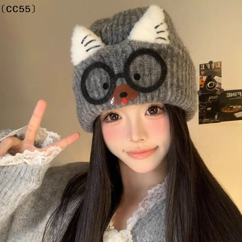 Adorable Cat Ear Knit Hat For Women Autumn Winter Themed Ear-Warming Knit Beanie Warm Winter Hat〔CC55〕