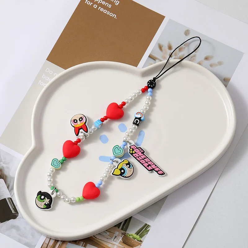 

Cartoon The Powerpuff Girls Phone Chain Kawaii Keychain Toy Backpack Pendant Adorkable Ins Periphery Lovely Holiday Gifts