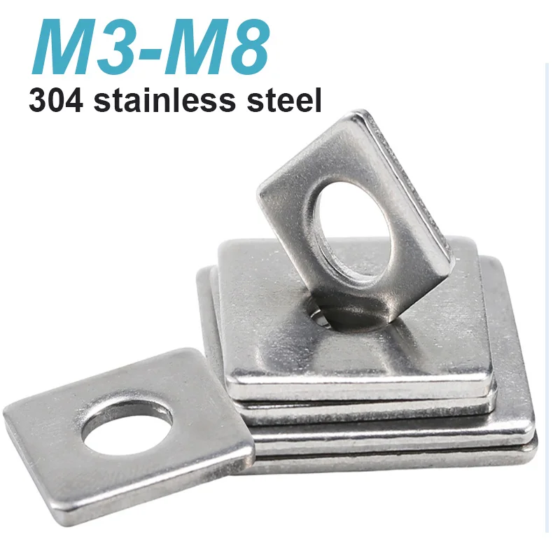 1-50pcs 304 Stainless Steel Square Flat Washer - Rectangular Curtain Wall Washers M3 M4 M5 M6 M8