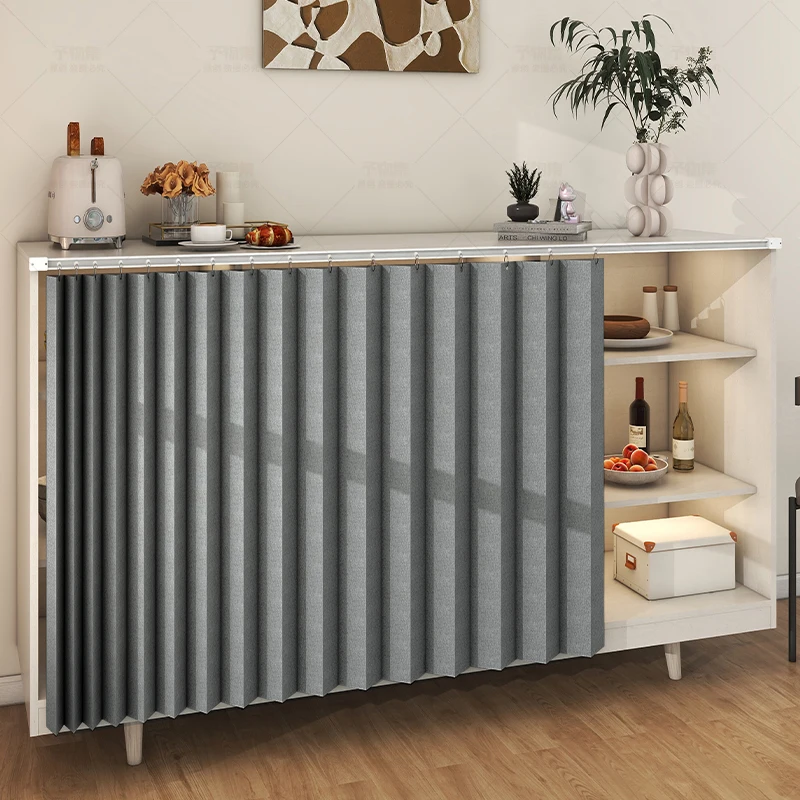 Cabinet Short Curtain Velcro Folding Kitchen Cabinet Dustproof Door Curtain Anti-oil Smoke Shade Slide Cloth Curtains