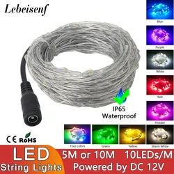 5M 10M LED Copper Wire Fairy Lights String 50 or 100 Lamp Powered by DC 12V for Indoor & Outdoor Festive Lighting Decoration DIY