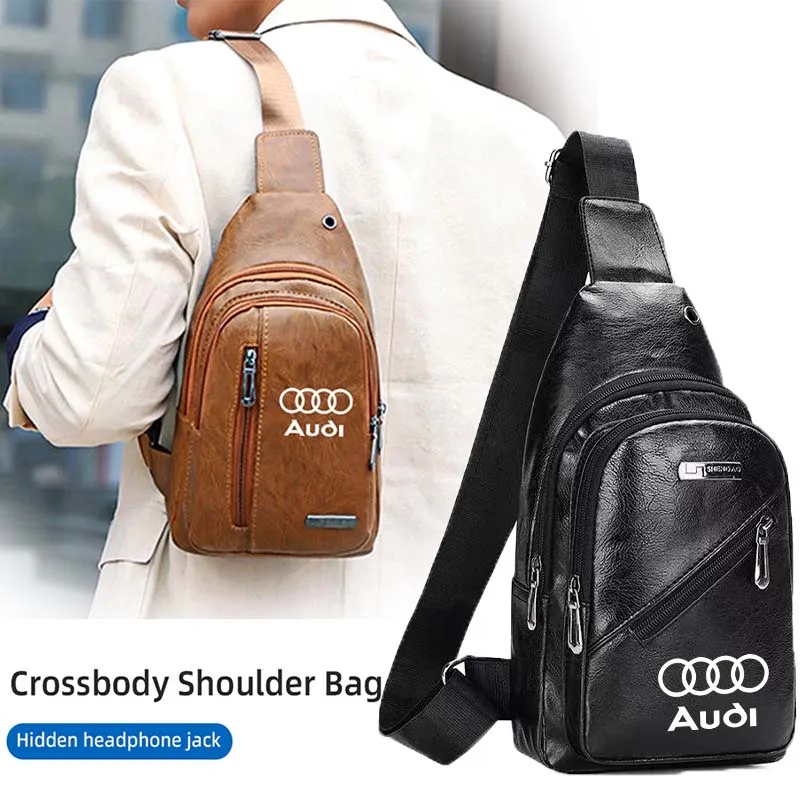 

Car Logo Men Chest Bag Handbags Waist Bag Crossbody Headphone Cable Cars Accessories For Audi Quattro TT A3 A4 A6 A5 Q5 A1 Q7 Q3