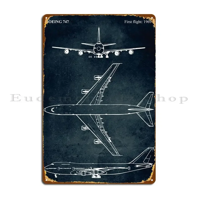 No006 - Boeing 747 - First Flight 1969 Metal Sign Garage Plaques Kitchen Garage Decoration Iron Tin Sign Poster