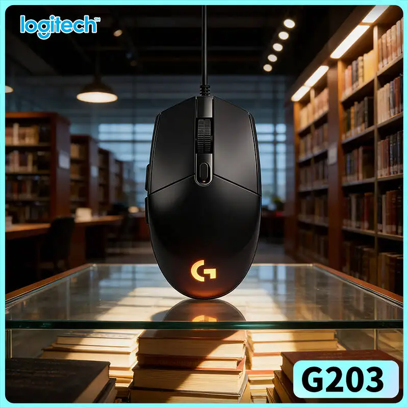 Logitech G203 LIGHTSYNC Gaming Mouse 8000 DPI Adjustable RGB Backlight 6 Buttons On-Board Memory PC Mac Durable Fit
