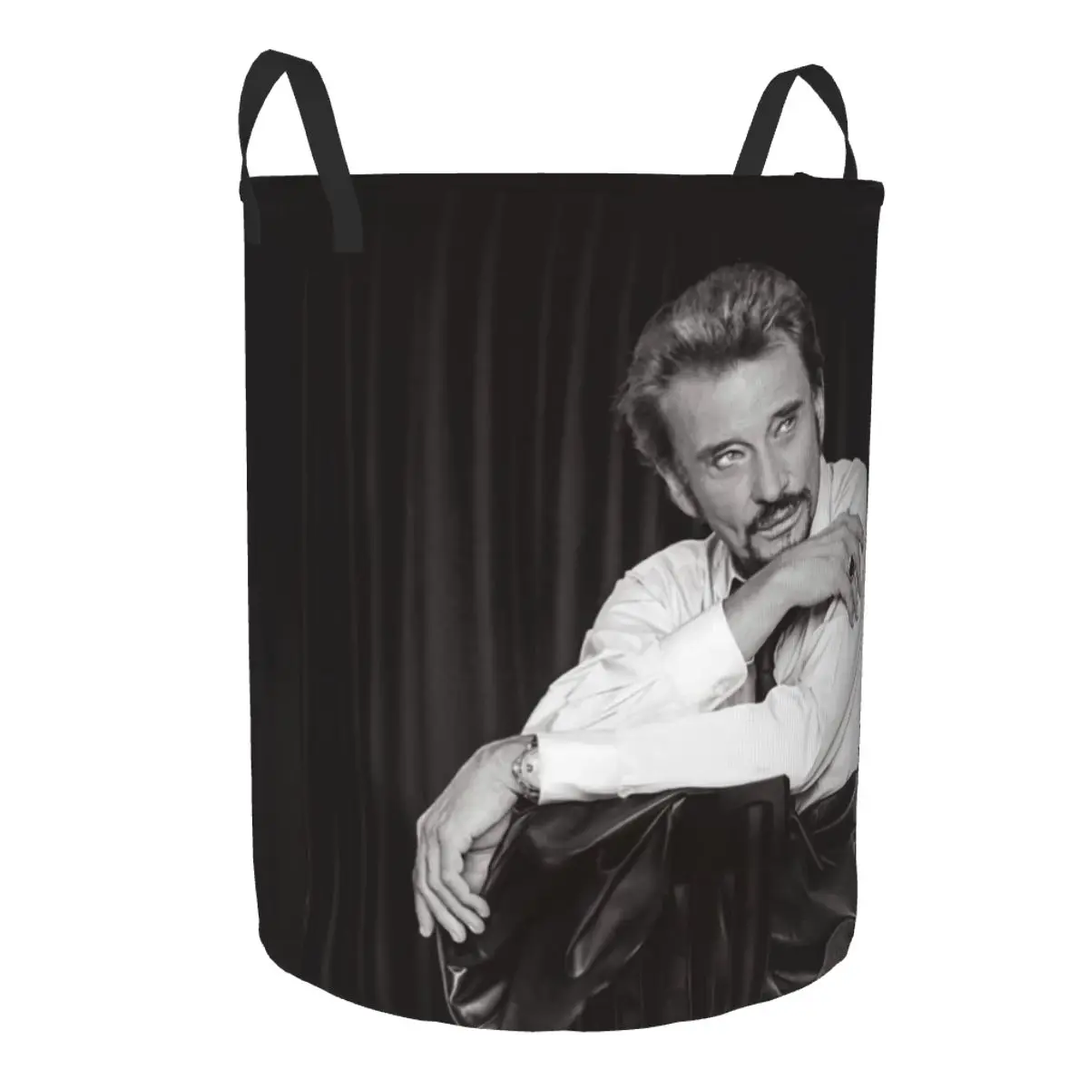 Customized Cool Johnny Hallyday Laundry Basket Foldable French Rock Singer Clothes Toy Hamper Storage Bin for Kids Nursery