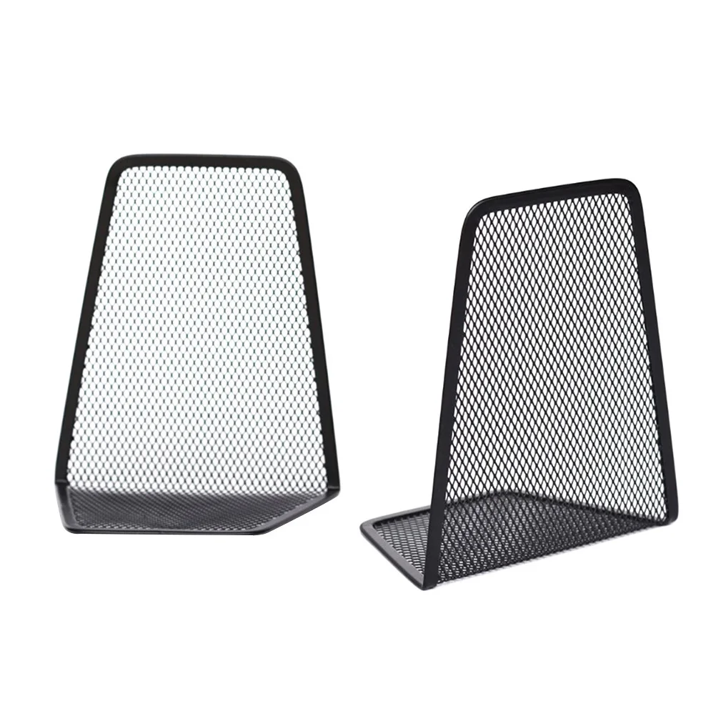 

2Pcs Metal Mesh Bookend Black Premium Round Organizer for Desk Home Office Dorm Storage Space Saving Industrial Style Book Stand