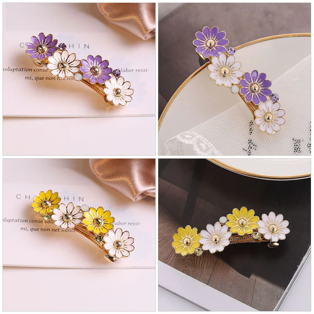 

2pcs Spring Hair Clips For Women Flower Metal Hairpins Luxurious Barrette Durable Comfortable Bridal Wedding Prom Graduation