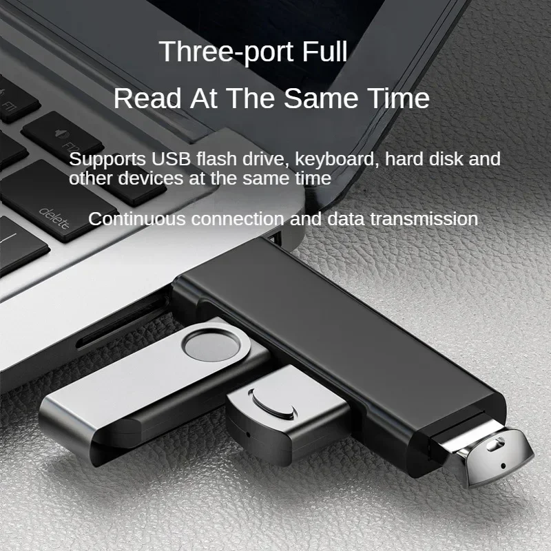 Mini Aluminum 3 Port USB 3.0/2.0 Hub USB Hub Extensions 2.0  Adapter Station Ultra Slim Portable Data Hub USB Splitter