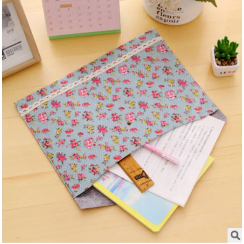 Vintage Dots Flower Face Series A4 Documents File Bag Files Folder Stationery Filing Production Folders