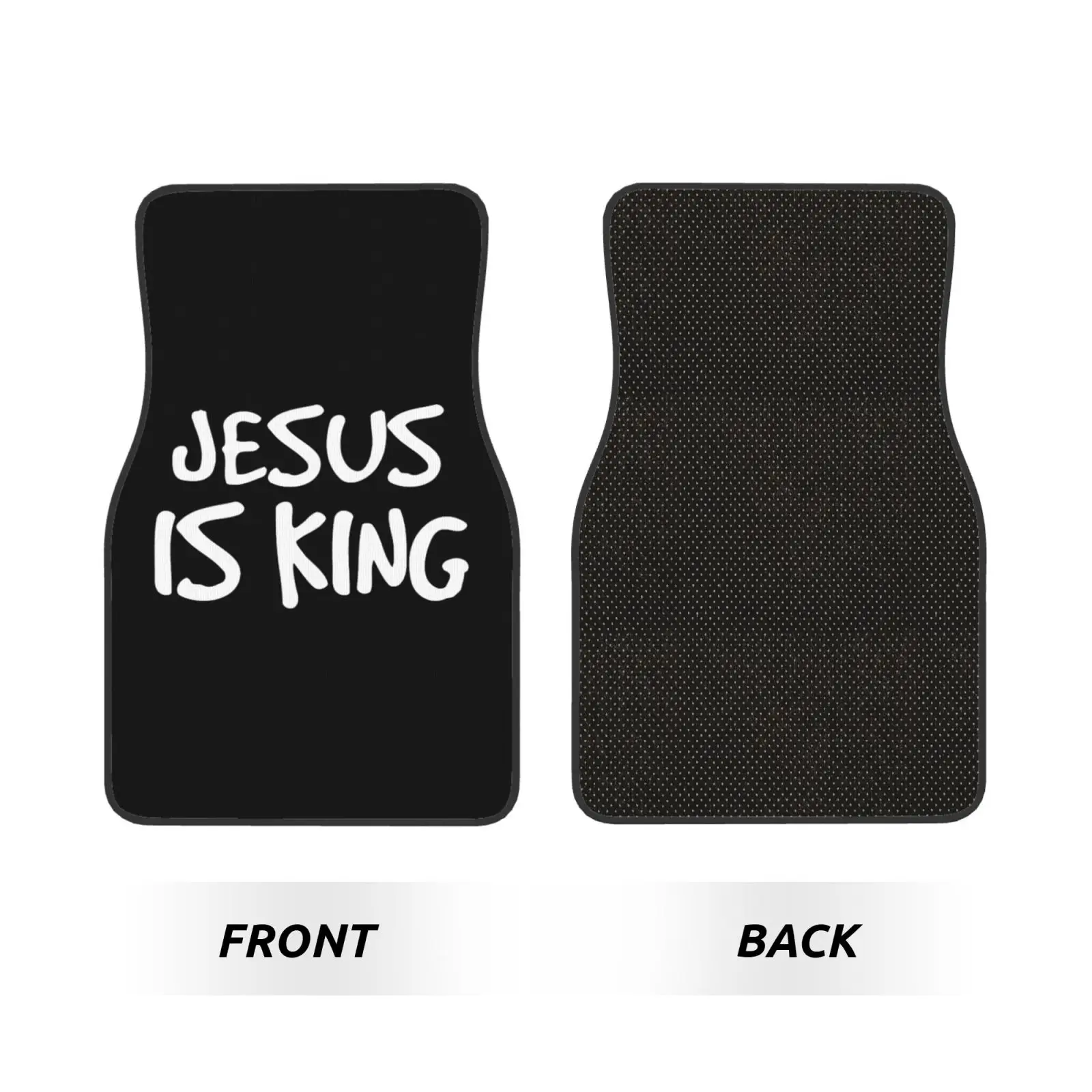 Jesus Is King Text Car Floor Mats Set of 4 Vehicle Front Rear Carpets Non-Slip Auto Foot Mats Universal Fit for Van Truck SUV