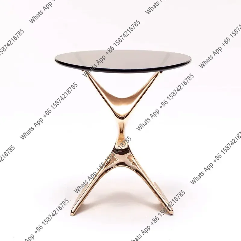 N69 Nordic  special-shaped light luxury thin-legged coffee table creative glass fiber reinforced plastic electroplating villa