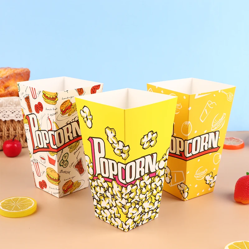 10Pcs Popcorn Boxes Pop Corn Favor Bags for Candy Snack Baby Shower Supplies Christmas/Birthday/Wedding Party Decoration