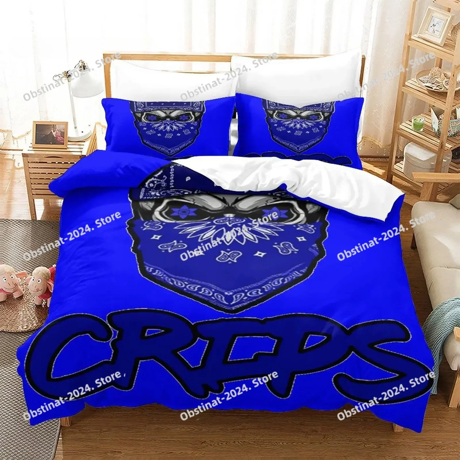 2025 Crips Gang Bedding Set Single Twin Printed Bed Set With Pillowcase Bed Duvet Cover Soft Single Double Queen Super King Size