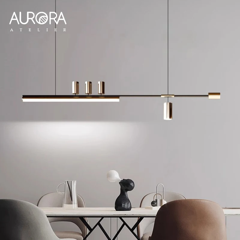 Minimalist Restaurant Chandelier Modern Light Luxury Simple Nordic Bar Table Spotlight Designer Creative Straight Strip Lights
