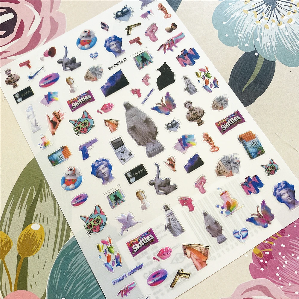 TSC-046 F-790 MG200415-06 Stamps with people and butterflies statue3D Back glue Nail sticker Nail decoration Nail art