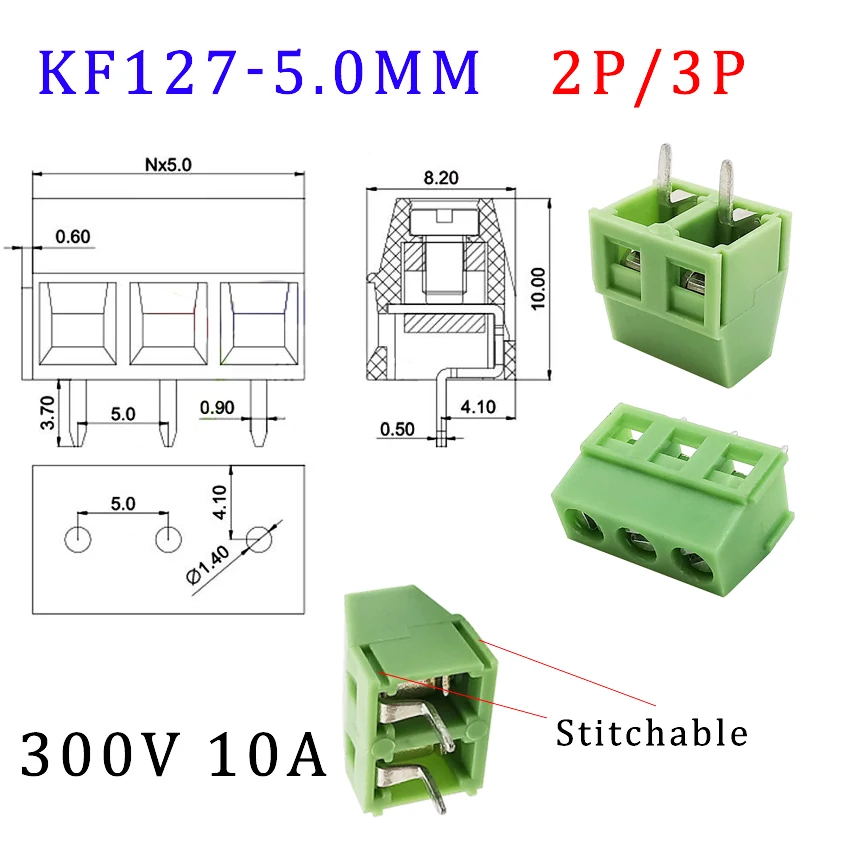 50 Stück KF128 Schraubklemmen-Set – 2P/3P/4P, 2,54 Mm Raster, Für PCB & Elektronik-Projekte