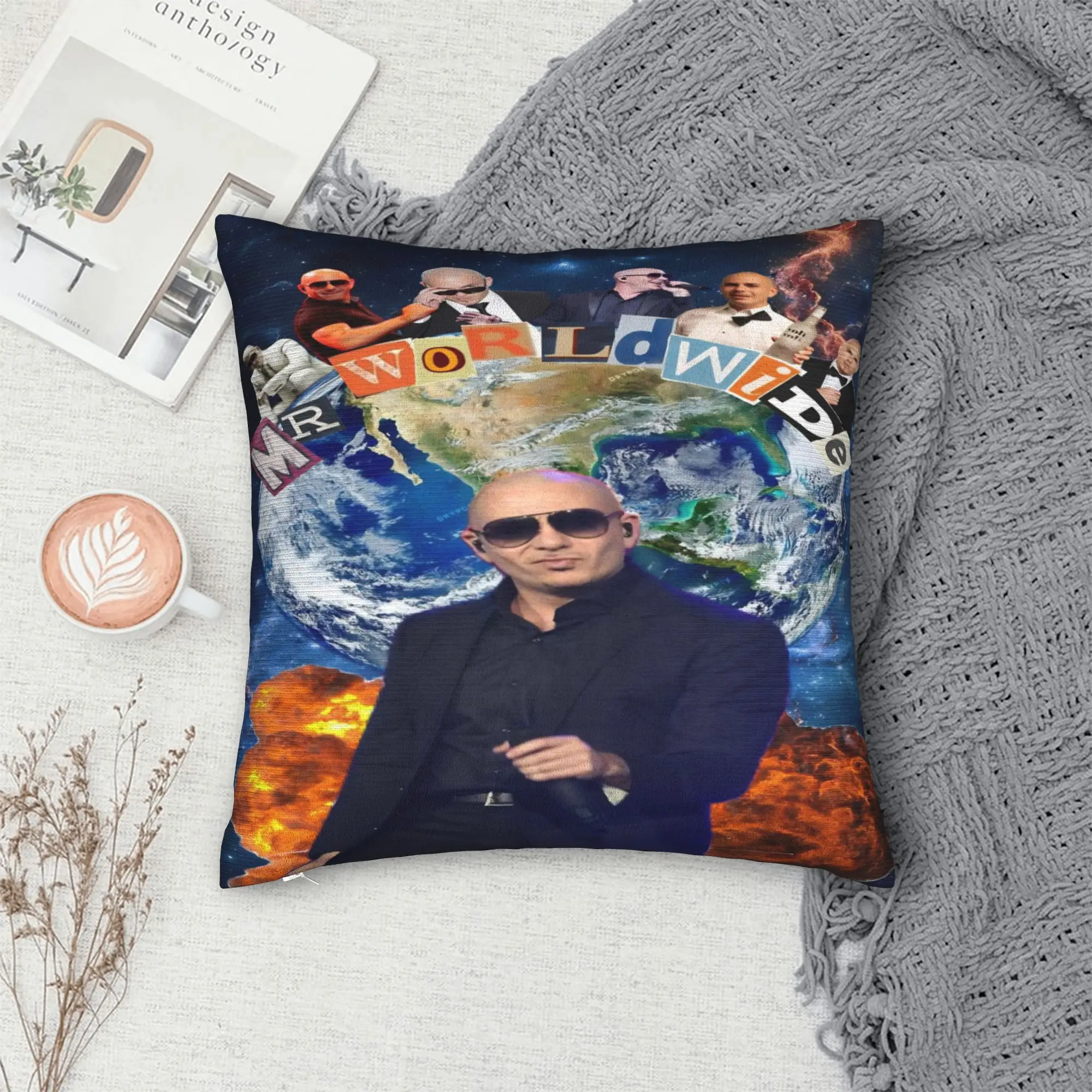 Singer Pitbull Tour 2026 Printed Pillowcases Cushion Cover  Throw Pillow Cover Sofa Decorations Square Multiple Sizes