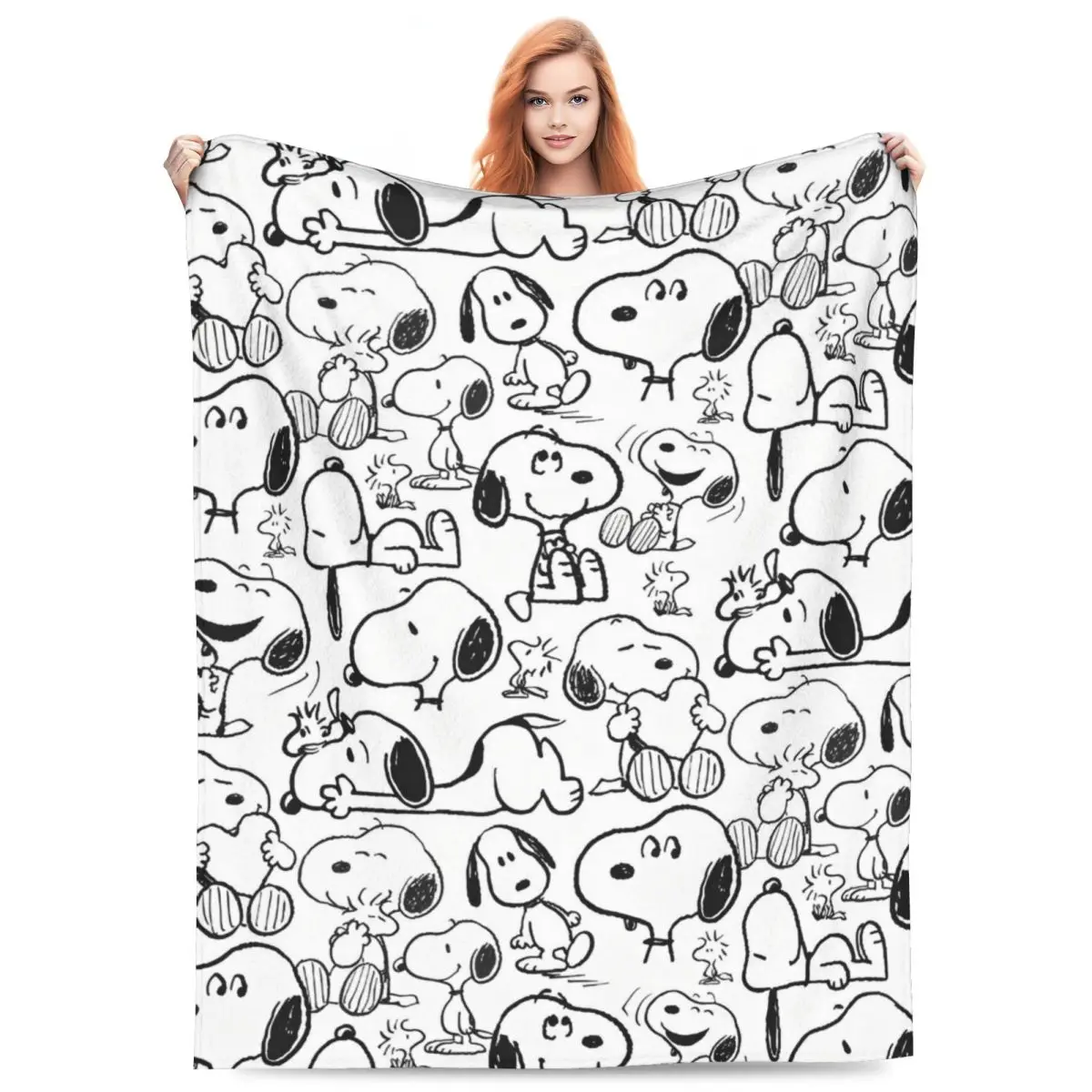 Warm Blankets Travel Office Cute Snoopy Cartoon Throw Blanket Halloween Flannel Bedspread For Couch Bed Novelty Sofa Bed Cover