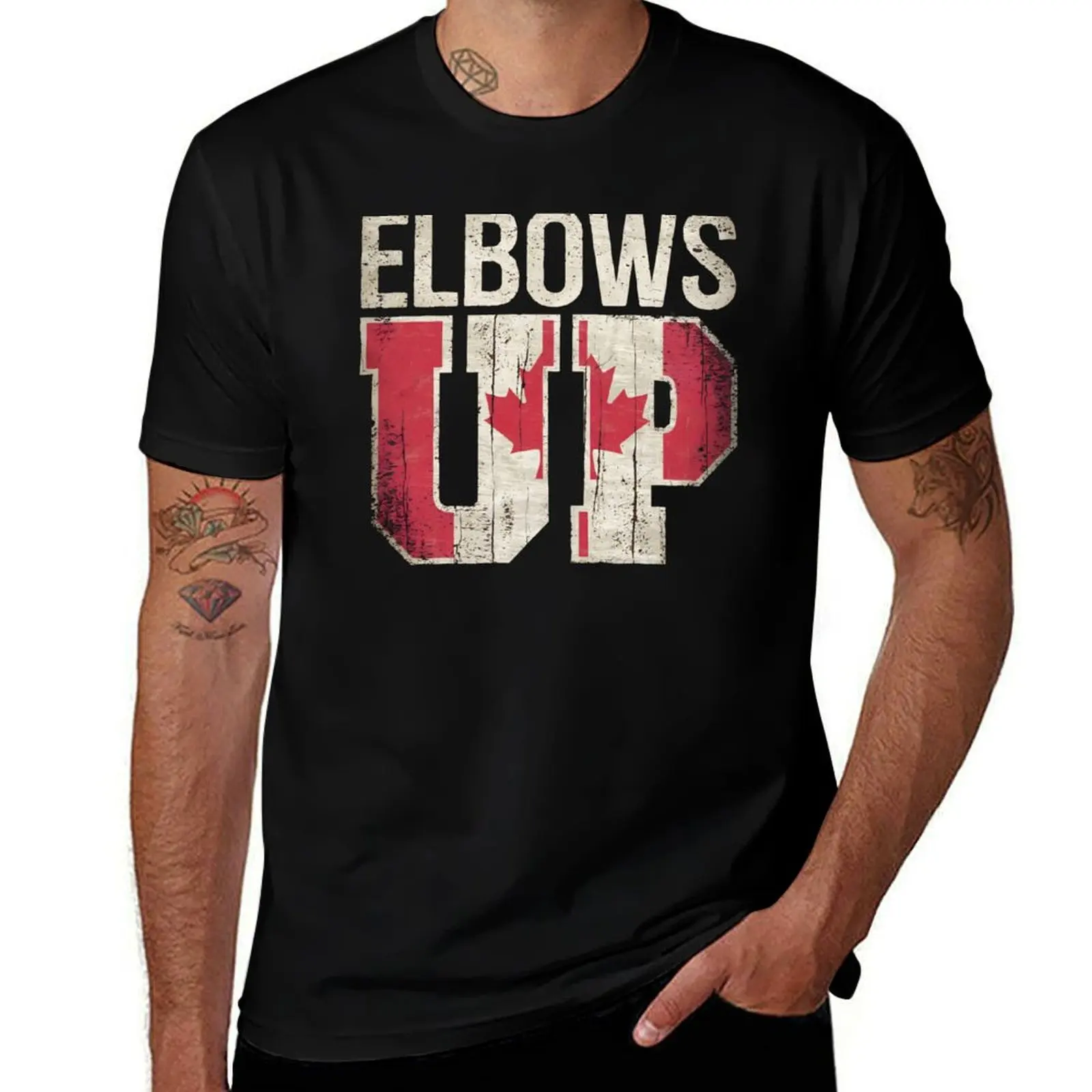 

Elbows Up – Mike Myers SNL Inspired Canadian Design T-Shirt sweat tshirts personalised mens plain t shirts