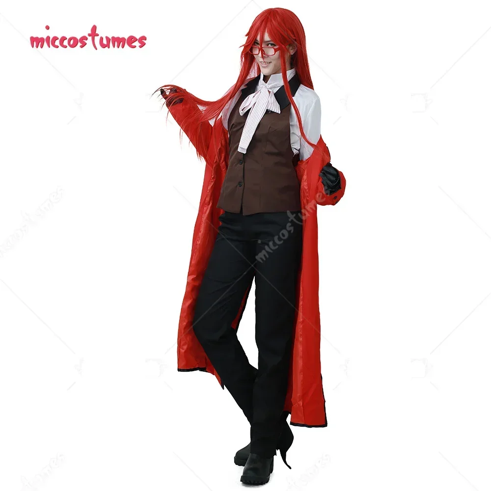 Miccostumes Unisex Grell  Anime Cosplay Costume with Tie and Arm Bands