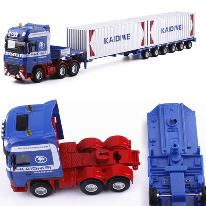 1/50 Diecast Urban Container Transport Car Model Alloy Metal Engineering Transport Truck Vehicle Semi Trailer Car Model Kids Toy