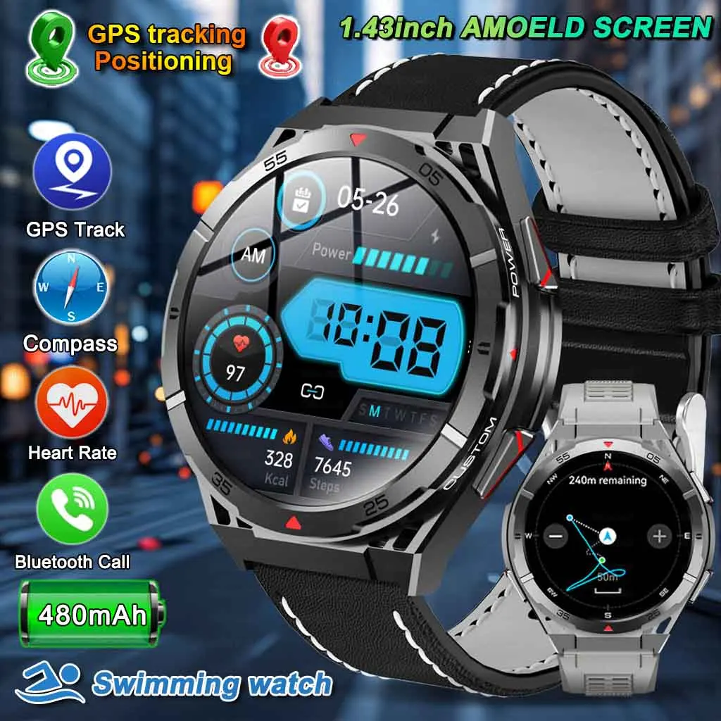 2025 Original X2 Ultra GPS Smart Watch Men Smartwatch 480mAh Digital AMOLED Sport Fitness  BT5.3 Call Electronic Smartwatches