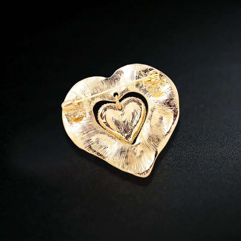 Retro Heart Brooches Pins For Women Rhinestone Vintage Pretty Love Party Office Brooch Pin Gifts