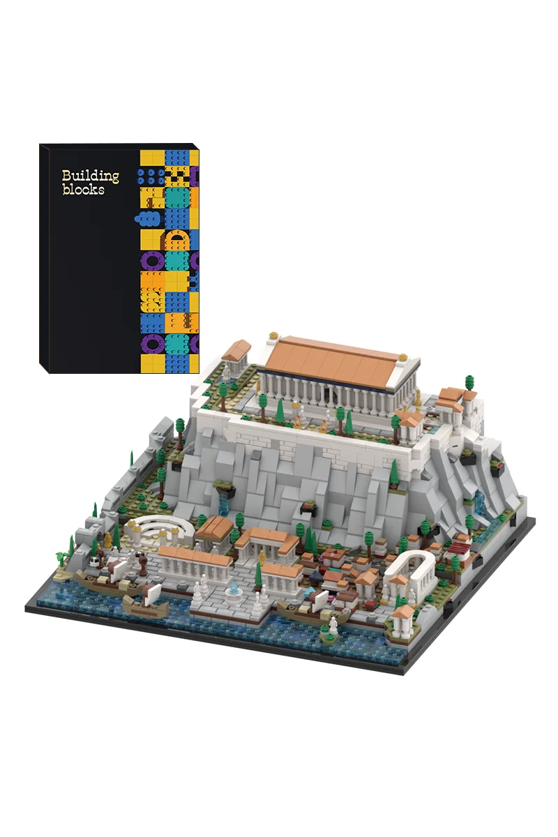MOC Greece Temple Greece Acropolls of Athens Buildings Sets Parthenon Amphitheatre Building Blocks Model Gift for Adults Kids