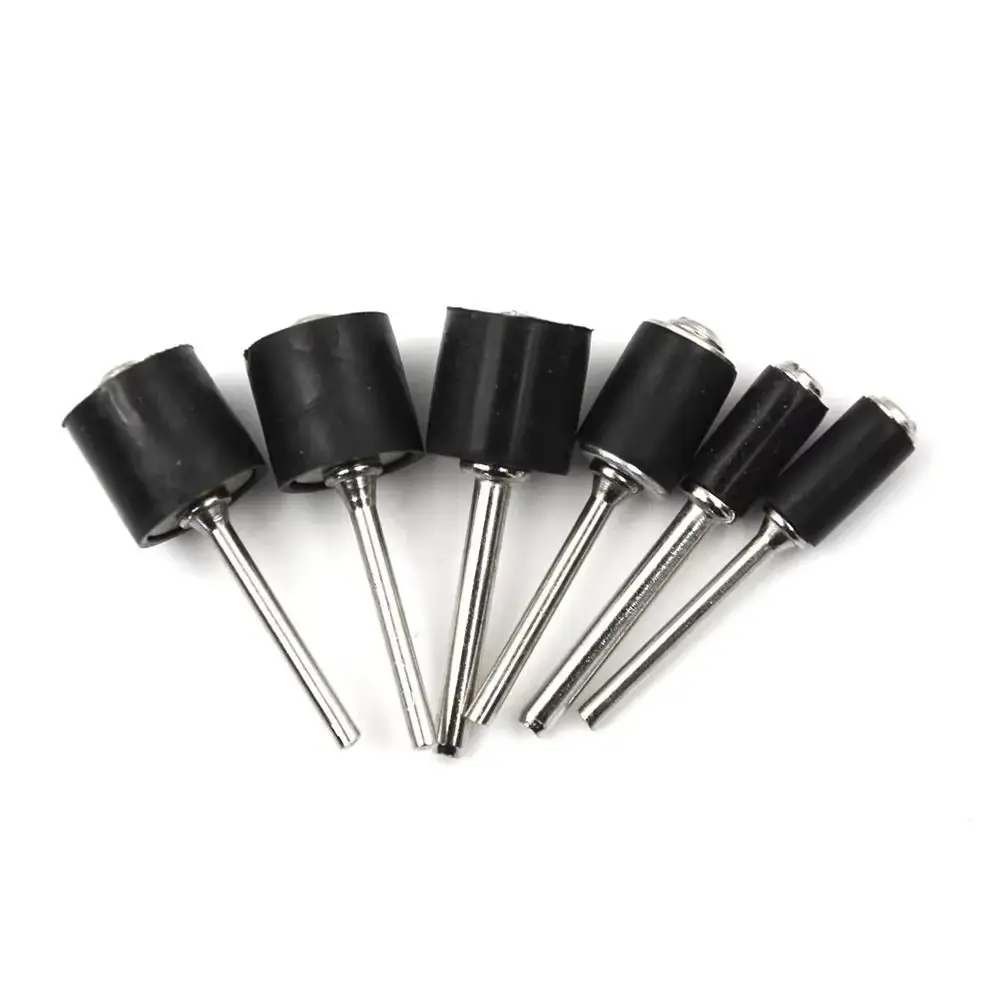 10Pcs/Set Durable 1/8inch Sanding Mandrels 6.35/9.5/12.7mm Rubber Sandpaper Circle Kit Grinder Drum Rod for Rotary Tool